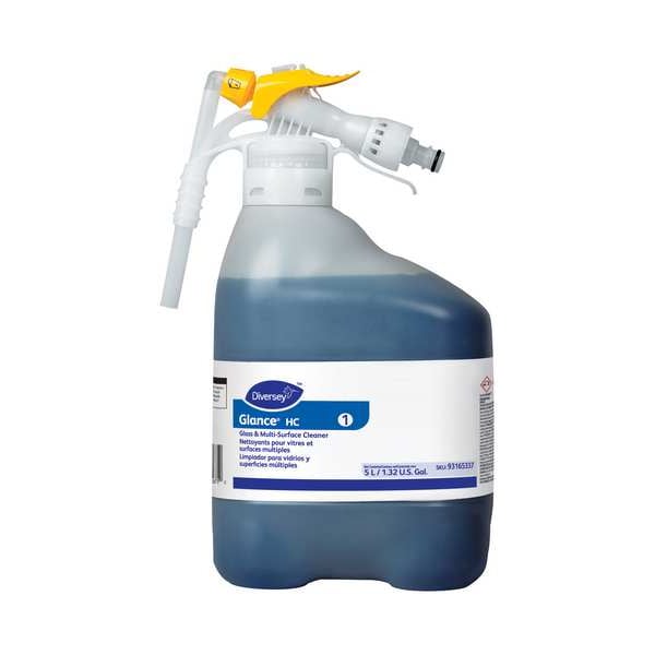 Diversey Liquid Glass and All Purpose Cleaner, 5L, Blue, Unscented, Hose End Connection Bottle - 93165337