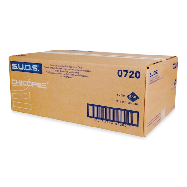 Chicopee Single Use Dispensing System Towels For Quat, 10 x 12, 110/Roll, PK6 - 0720