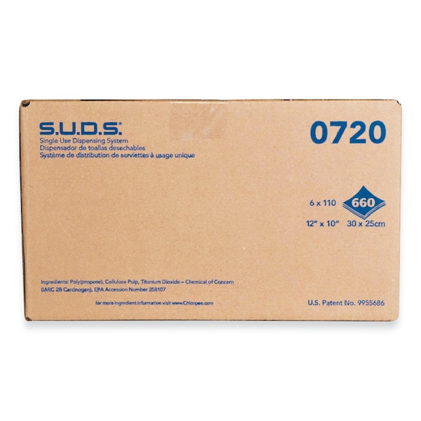 Chicopee Single Use Dispensing System Towels For Quat, 10 x 12, 110/Roll, PK6 - 0720