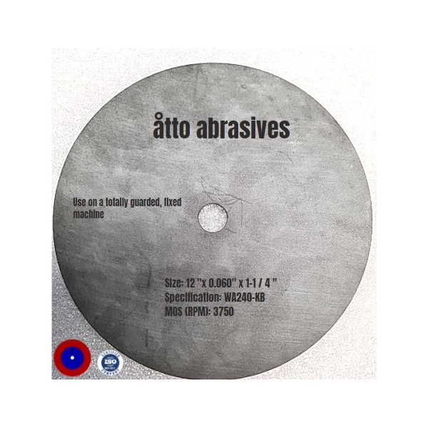 Ruedas de corte de resina sin refuerzo de Abrasivos Atto de 12" x 0.060" x 1-1/4" - 1W300-150-PD