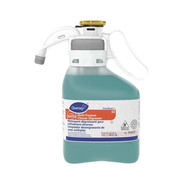 Diversey Multi-Purpose Cleaner and Degreaser, 1.4L Hose End Connection Bottle, Liquid, Green, 2 PK - 95566732