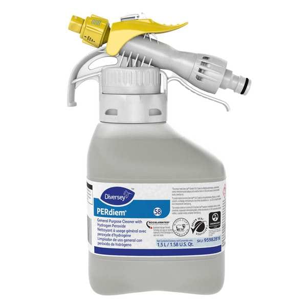 Diversey General Purpose Cleaners, 1.5L Hose End Connection Bottle, Odorless, 2 PK - 95982816