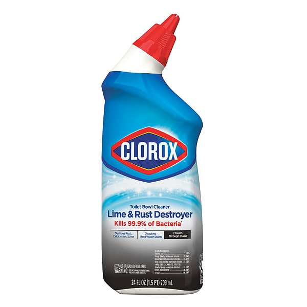 Clorox Toilet Bowl Cleaner, 24 oz, Bottle, Ready to Use, Liquid, Unscented, 12 PK - 00275