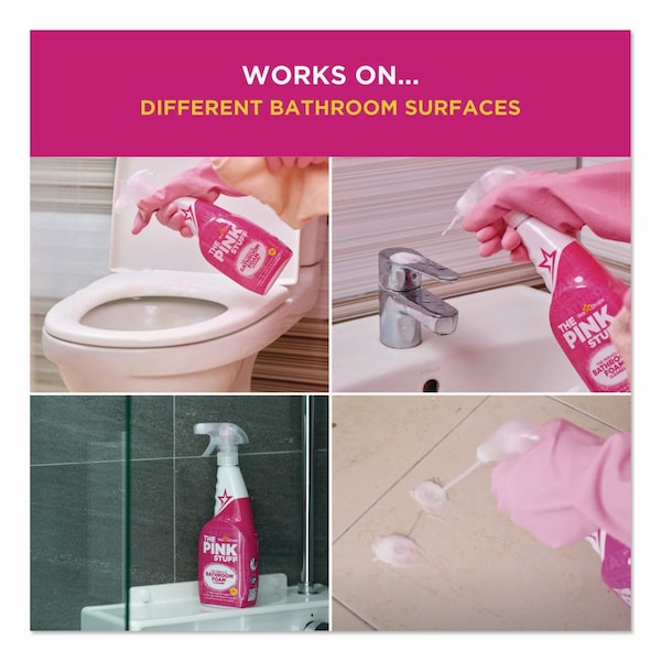 The Pink Stuff The Miracle Bathroom Foam Cleaner, Fruity Scent, 25.4 oz Trigger Spray Bottle - 82383
