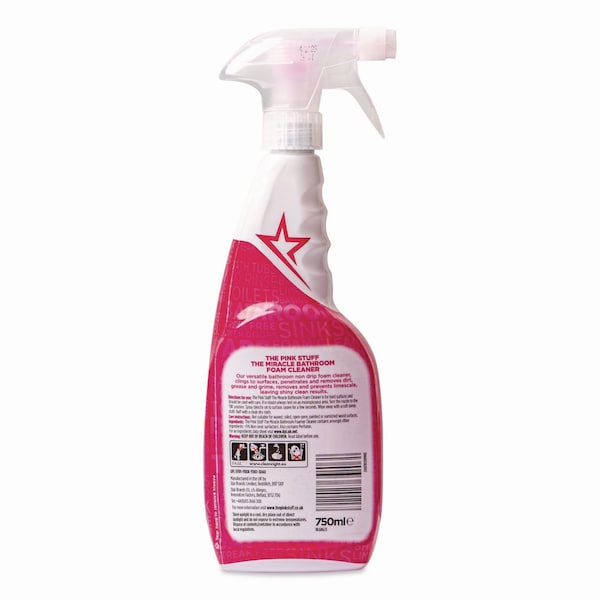 The Pink Stuff The Miracle Bathroom Foam Cleaner, Fruity Scent, 25.4 oz Trigger Spray Bottle - 82383