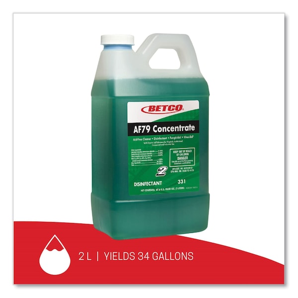 Betco AF79 Acid-Free Bathroom Cleaner Concentrate, Ocean Breeze Scent, 2 L Bottle, 4PK - 3314700