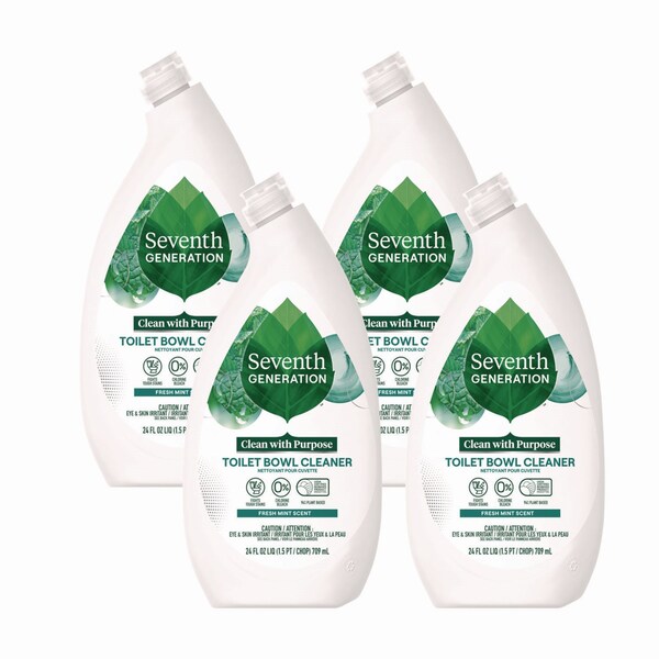 Seventh Generation Toilet Bowl Cleaner, Fresh Mint Scent, 24 oz Bottle, 4PK - 10732913451668