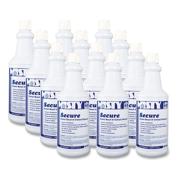 Misty Secure Hydrochloric Acid Bowl Cleaner, Mint Scent, 32oz Bottle, PK12 - 1038801