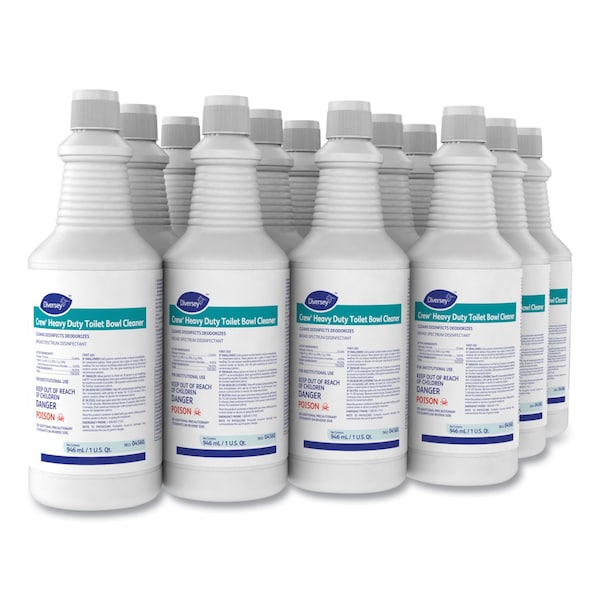 Diversey Crew Heavy Duty Toilet Bowl Cleaner, Minty, 32 oz Squeeze Bottle, PK12 - 4560
