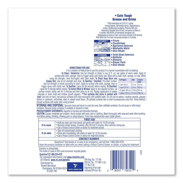 Lysol Cleaners & Detergents, Bottle, 144 oz, Sparkling Lemon & Sunflower Essence - 36241-77617