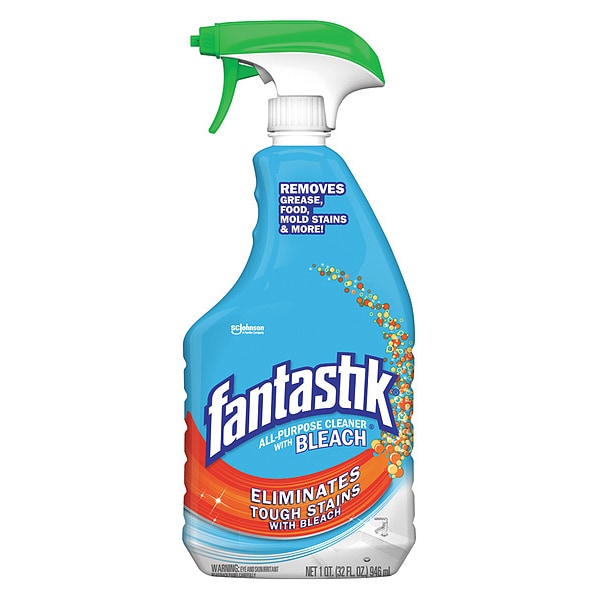 Fantastik All Purpose Cleaner with Bleach, Trigger Spray Bottle, 32 oz, Unscented, 8 PK - 308685