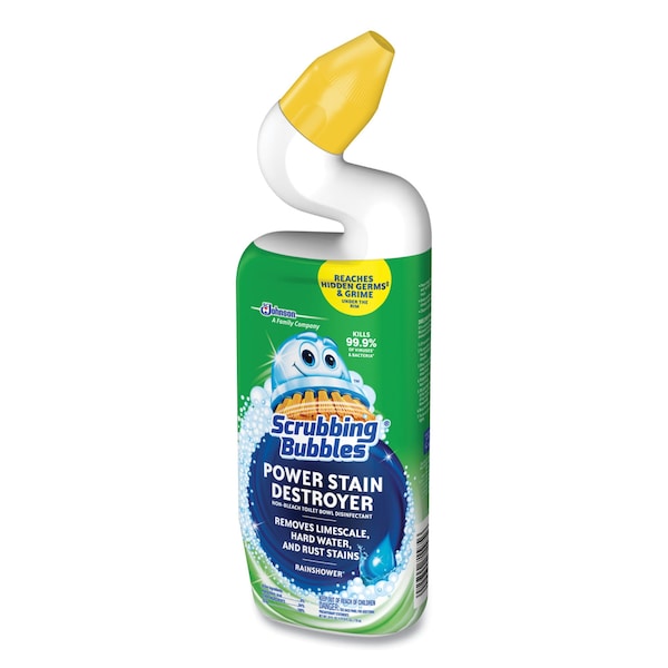 Scrubbing Bubbles Power Stain Destroyer Toilet Bowl Disinfectant, Rainshower Scent, 24 oz Bottle, 6PK - 309110