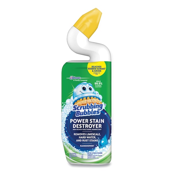 Scrubbing Bubbles Power Stain Destroyer Toilet Bowl Disinfectant, Rainshower Scent, 24 oz Bottle, 6PK - 309110