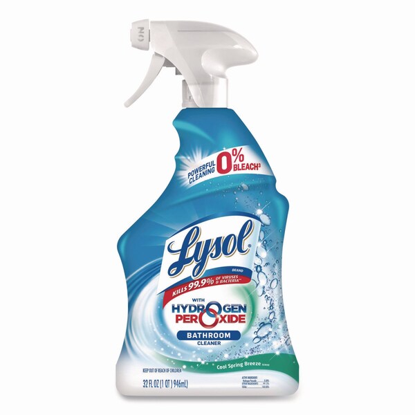 Lysol Bathroom Cleaner with Hydrogen Peroxide, Cool Spring Breeze, 32 oz Trigger Spray Bottle - 19200-99828