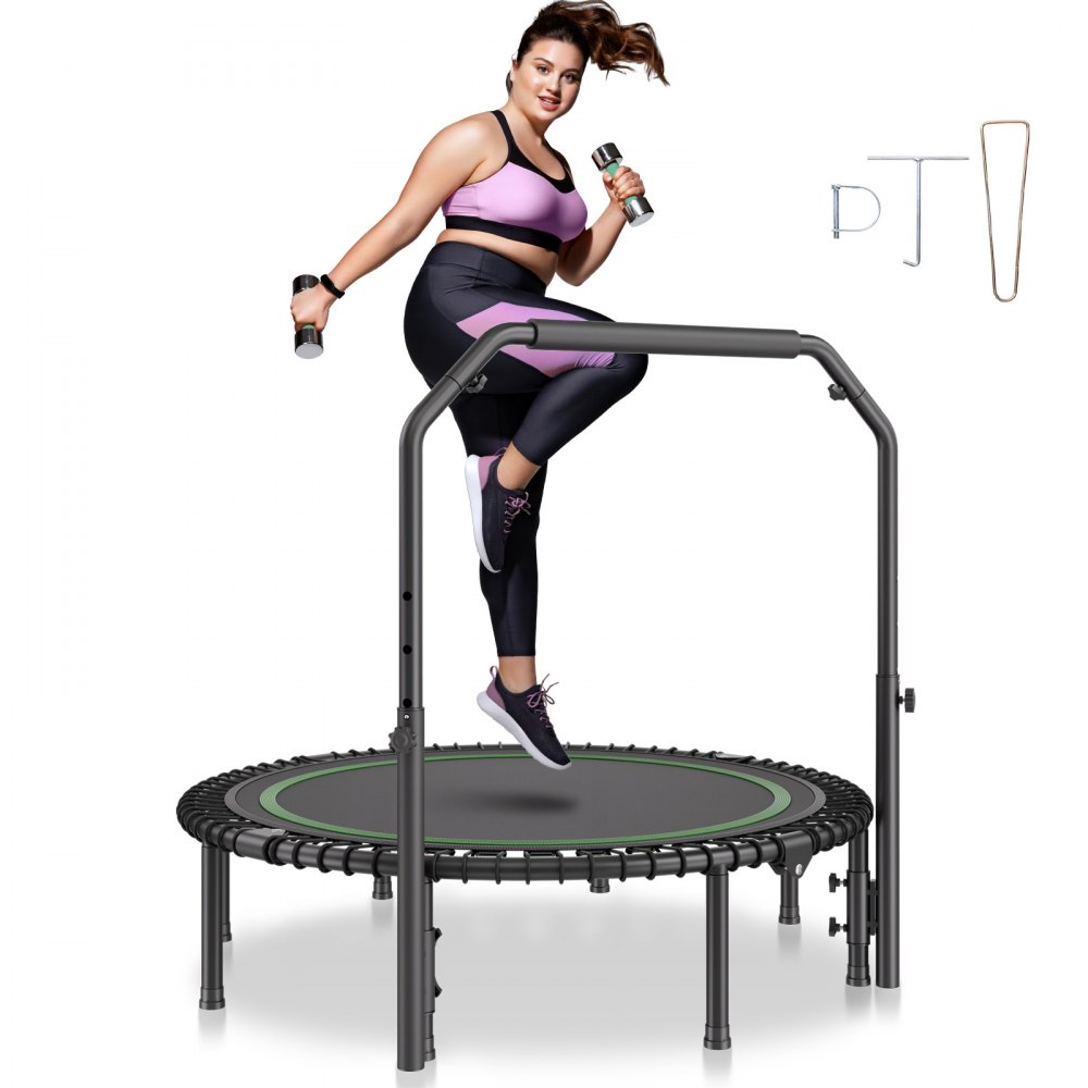 VEVOR 51" Foldable Mini Fitness Trampoline Adults Exercise Rebounder with Handle - YXJSBCDBSKZDVE6EEV0