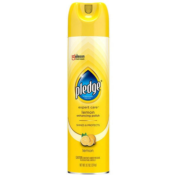 Pledge Furniture Polish, Aerosol Spray Can, 9.7 oz, Lemon Fragance, 6 Pack - 336298/697832