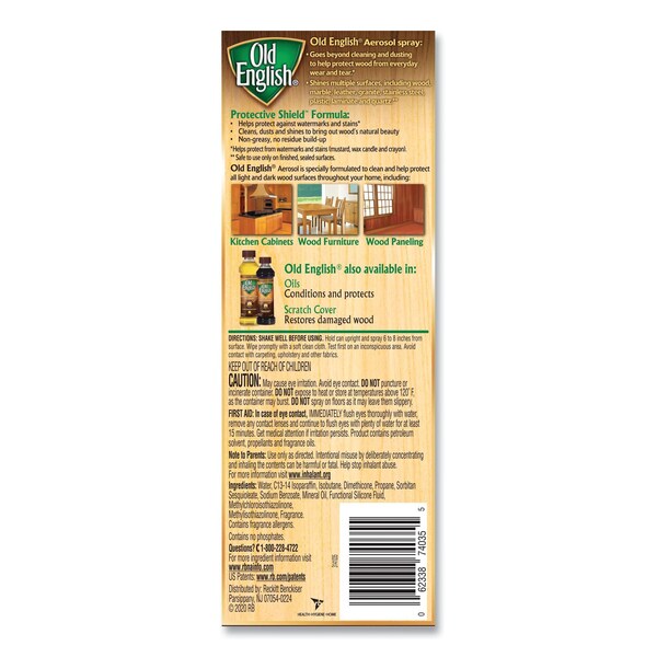 Old English Furniture Polish, Fresh Lemon Scent, 12.5 oz Aerosol Spray, PK12 - 62338-74035