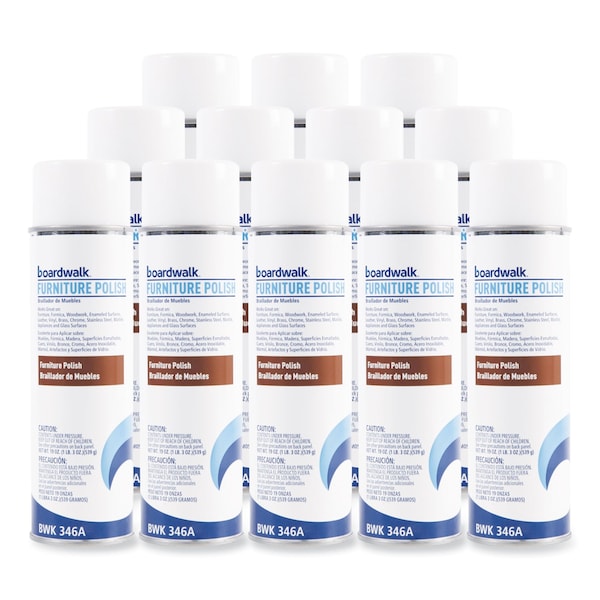 Boardwalk Furniture Polish, Lemon Scent, 19 oz Aerosol Spray, PK12 - BWK346ACT