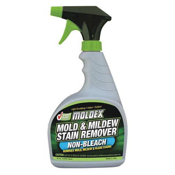 Moldex Bleach-Free Mold Mildew Stain Remover, 32 Oz Trigger Spray Bottle, Unscented, Clear - 5310