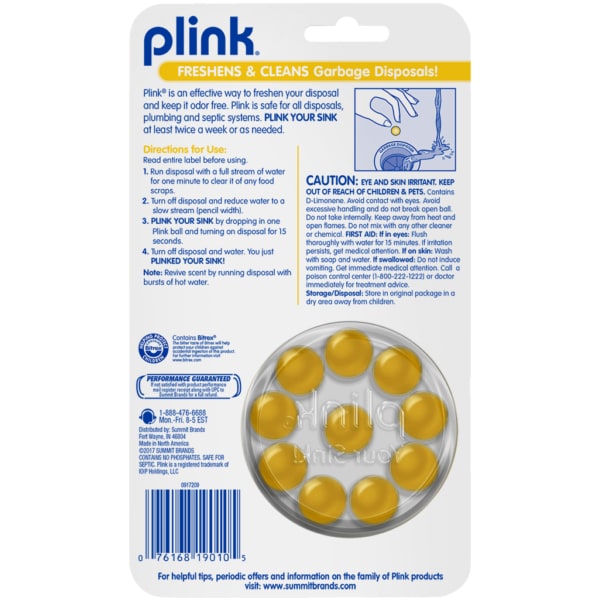 Plink Garbage Disposal Freshener & Cleaner, Fresh Lemon, 10 Uses - PLM01B