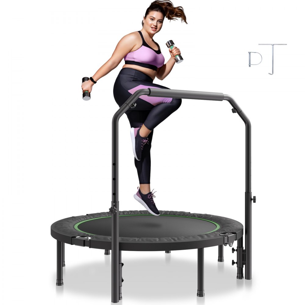 VEVOR 52" Foldable Mini Fitness Trampoline Adults Exercise Rebounder with Handle - YXJSBCDBSKZDH35C9V0