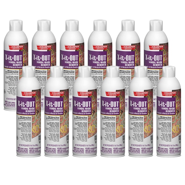 Chase Products Champion Sprayon X-it-OUT Vandal Mark Remover net 17.5 oz. Case: 12 cans., 12PK - 5149