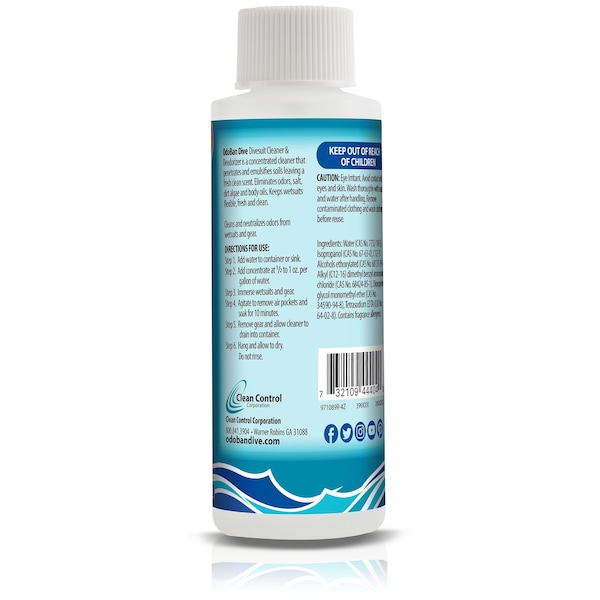Odoban OdoBan Dive Wetsuit Cleaner & Deodorizer Concentrate, Clean Fresh Scent, 4 Oz - 971089R-4Z36