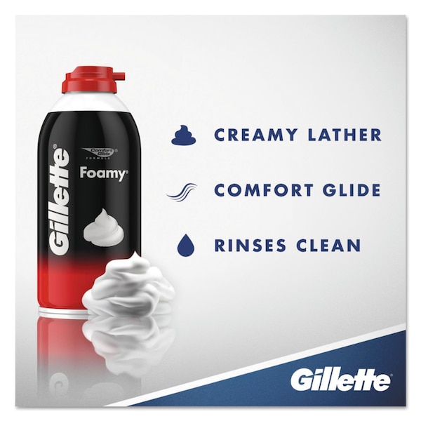 Gillette Foamy Shave Cream, Original Scent, 11 oz Aerosol Spray, 12PK - 24040