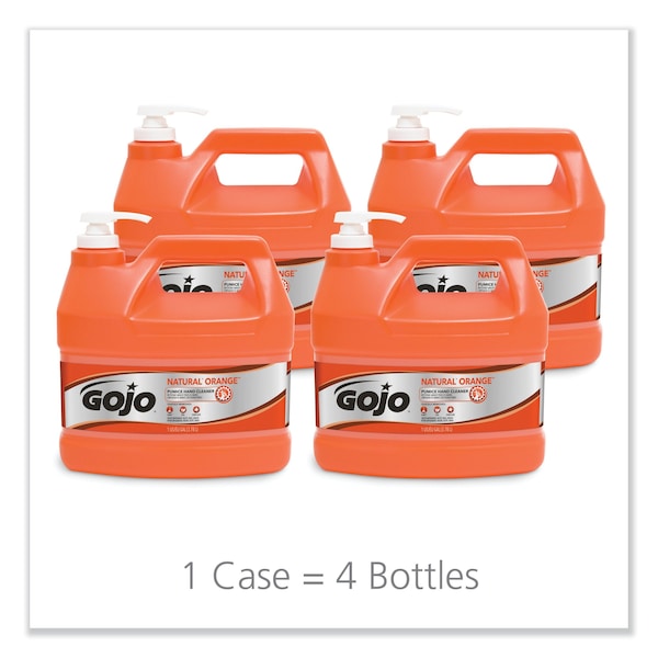 Gojo NATURAL ORANGE Pumice Hand Cleaner, Citrus, 1 gal Pump Bottle, 4PK - 0955-04