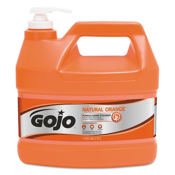 Gojo NATURAL ORANGE Pumice Hand Cleaner, Citrus, 1 gal Pump Bottle, 4PK - 0955-04