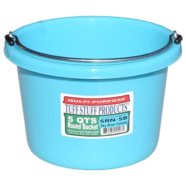 Tuff Stuff Products 5 qt. Round Bucket, Sky Blue - TU600758