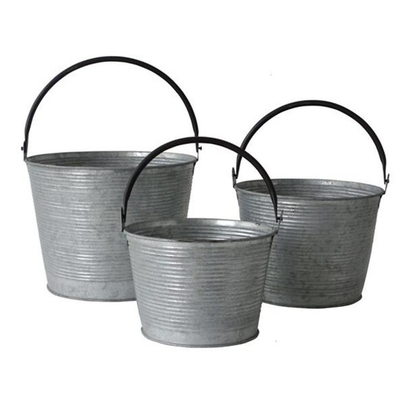 Hd Deco Metal Tapered Bucket with Handle, 3PK - HD891147