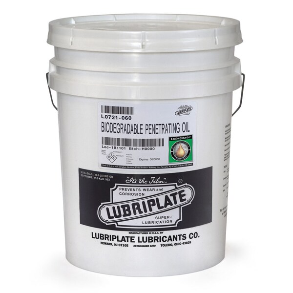 Lubriplate Biodeg. Pen. Oil, 5 Gal Pail, Biodegradable, Penetrating, Moisture Displacement Fluid, Aero/Spray - L0721-060