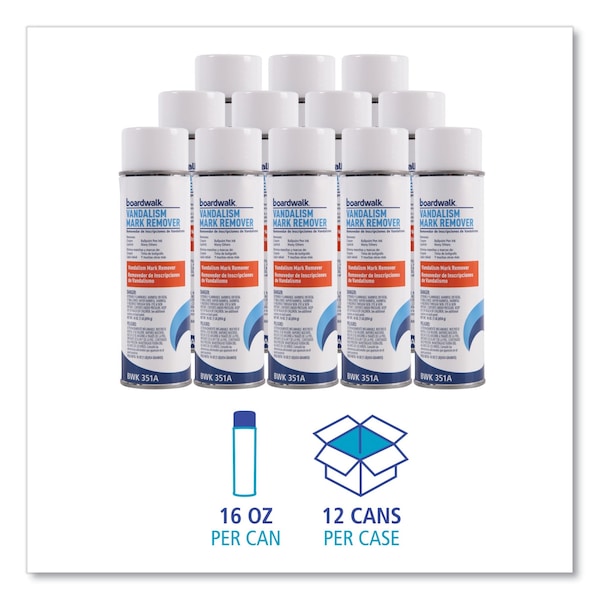 Boardwalk Vandalism Mark Remover, 15 oz Aerosol Spray, PK12 - BWK351ACT