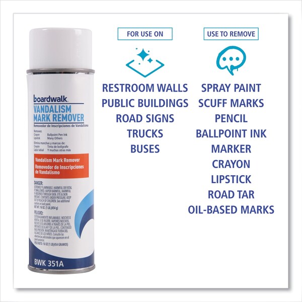 Boardwalk Vandalism Mark Remover, 15 oz Aerosol Spray, PK12 - BWK351ACT