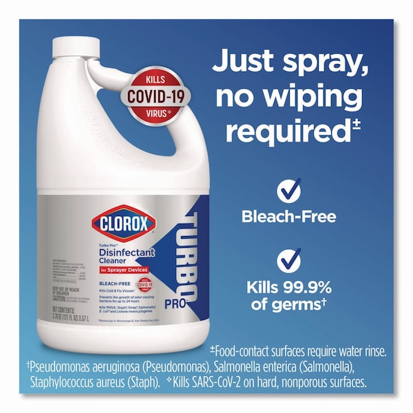 Clorox Turbo Pro Disinfectant Cleaner for Sprayer Devices, 121 oz Bottle, PK3 - 60091