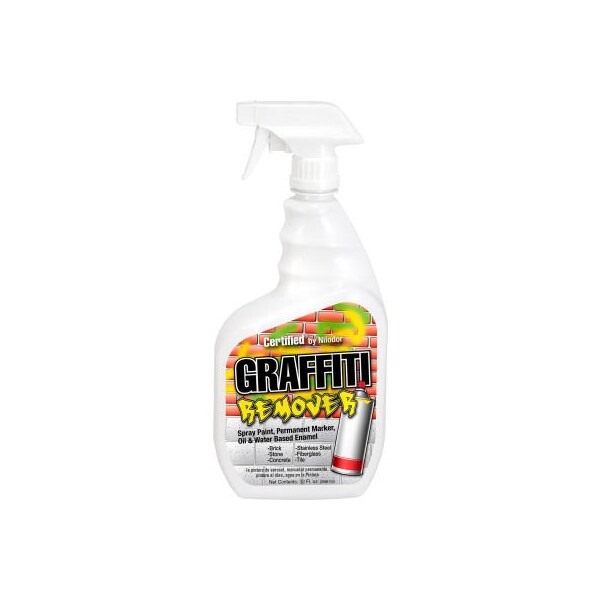Hospeco Nilodor Certified Graffiti, Spray Paint, Oil & Water Based Enamel Remover, Quart Bottle, 6/CS - C517-009