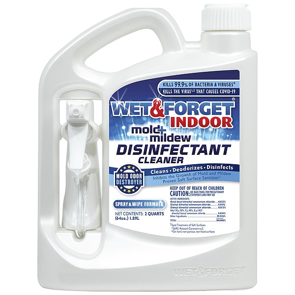 Wet & Forget Indoor Mold and Mildew Disinfectant, 64 oz. Jug, Unscented, Clear - 802064