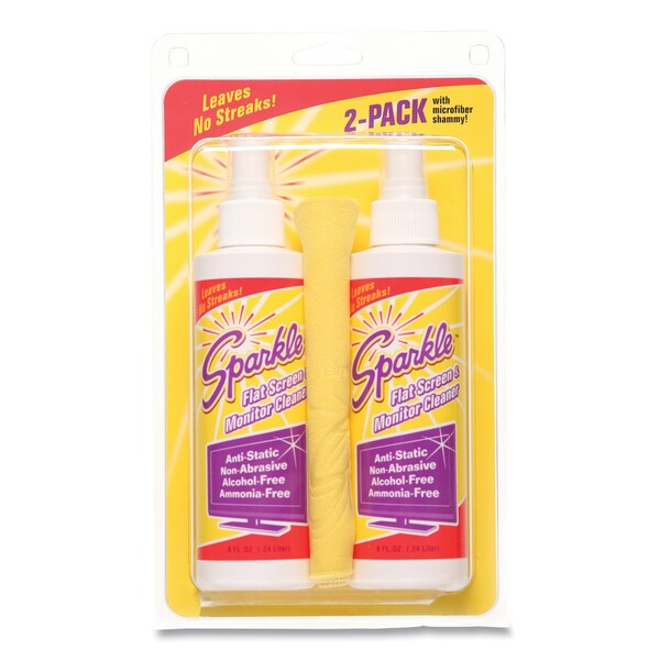 Sparkle Flat Screen & Monitor Cleaner, Pleasant Scent, 8 oz Bottle, 2/Pk, PK6 - 50128