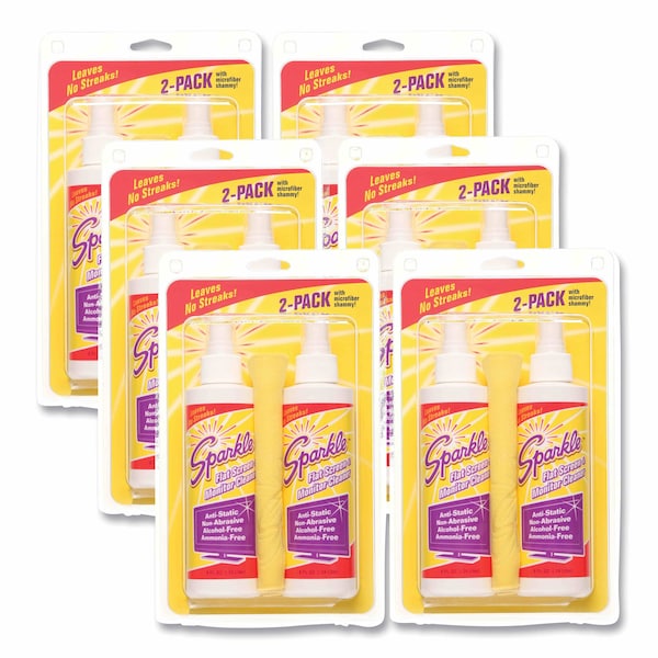 Sparkle Flat Screen & Monitor Cleaner, Pleasant Scent, 8 oz Bottle, 2/Pk, PK6 - 50128