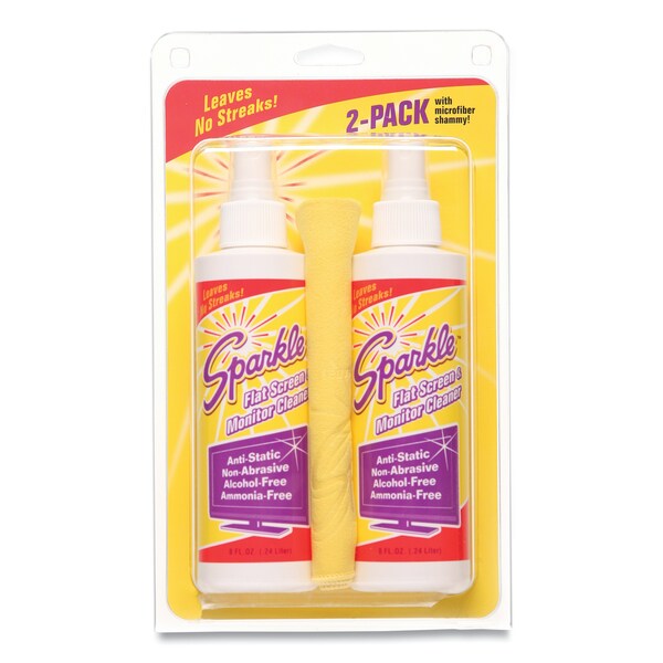 Sparkle Flat Screen & Monitor Cleaner, Pleasant Scent, 8 oz Bottle, 2/Pk, PK6 - 50128