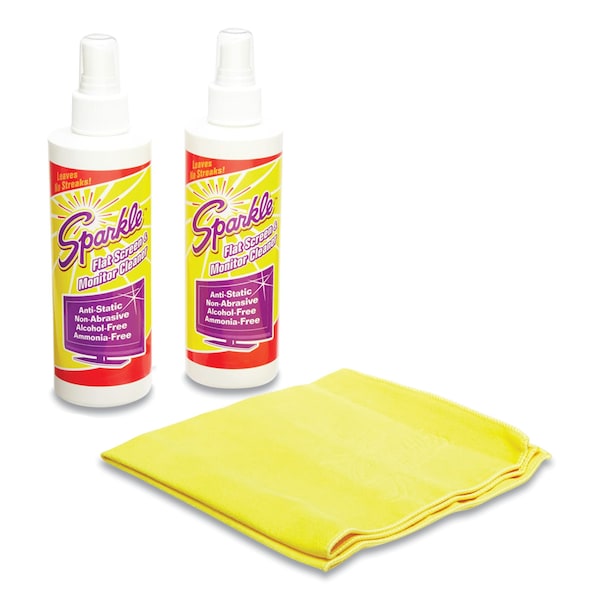 Sparkle Flat Screen & Monitor Cleaner, Pleasant Scent, 8 oz Bottle, 2/Pk, PK6 - 50128