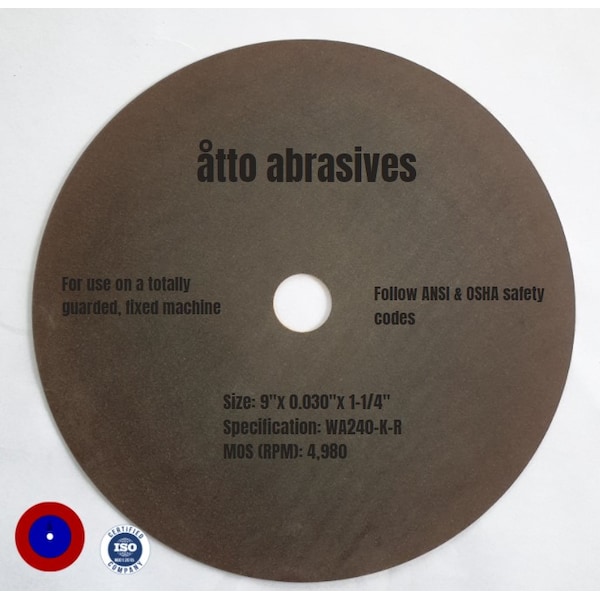 Discos de corte no reforzados de 9" x 0.030"x 1-1/4" con  enlace de hule - 3W225-075-PD