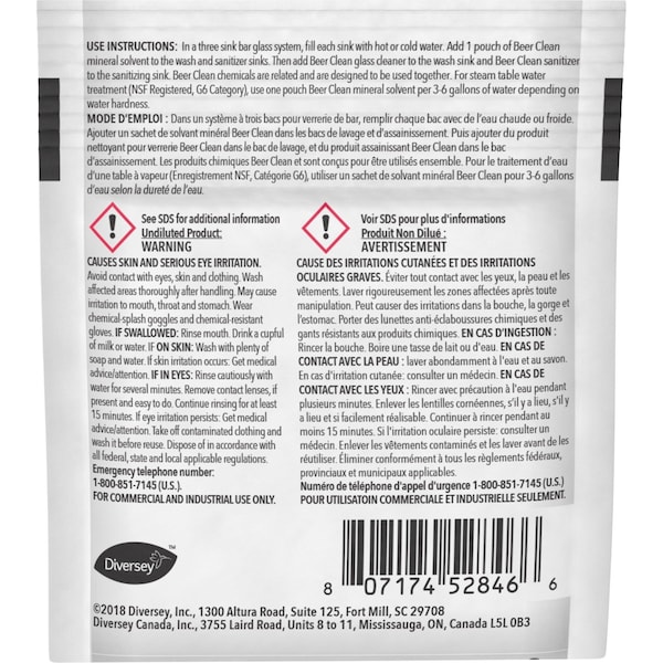 Beer Clean Powder Beer Clean Mineral Solvent, PK100 - 990222