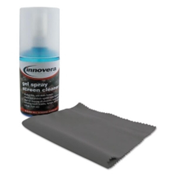 Innovera 4 Oz Anti-Static Gel Screen Cleaner Spray Bottle With Gray Microfiber Cloth - 51520