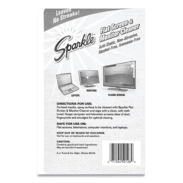 Sparkle Flat Screen & Monitor Cleaner, Pleasant Scent, 8 oz Bottle, PK2 - 50128EA