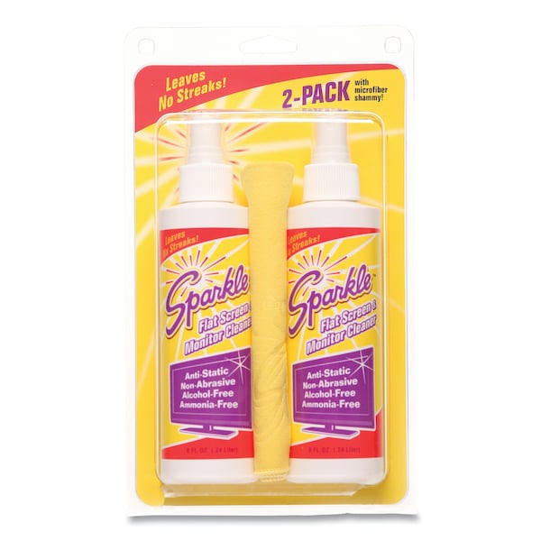 Sparkle Flat Screen & Monitor Cleaner, Pleasant Scent, 8 oz Bottle, PK2 - 50128EA