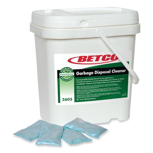 Betco Green Earth Garbage Disposal Cleaner, Fruity Scent, 2 oz Packet, PK30, 30PK - 2605P5700