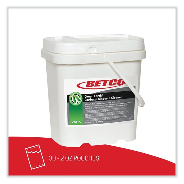 Betco Green Earth Garbage Disposal Cleaner, Fruity Scent, 2 oz Packet, PK30, 30PK - 2605P5700