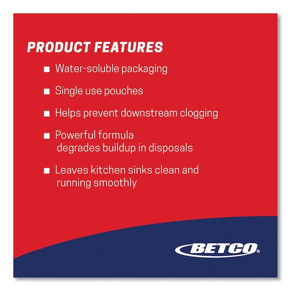 Betco Green Earth Garbage Disposal Cleaner, Fruity Scent, 2 oz Packet, PK30, 30PK - 2605P5700